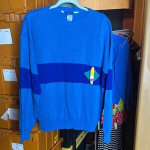 Vintage OP Ocean Pacific Blue Sweater with Surfer & Board Size Large Oversized